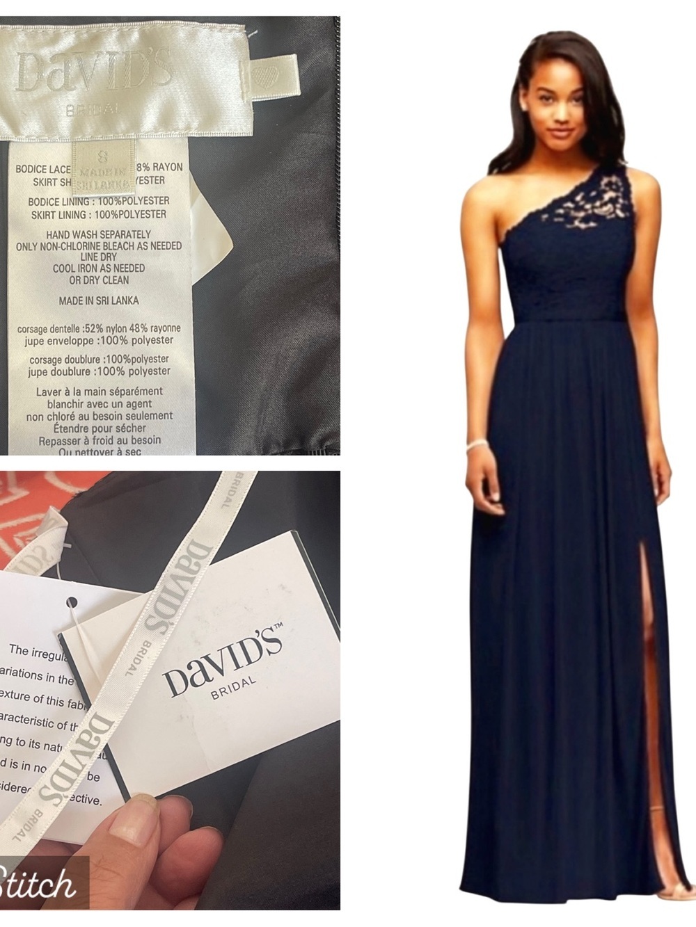 David's Bridal Celebrate DB Studio One Shoulder Lace Me Black
Zip Size 8